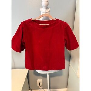 Alice Kathleen & Company Red Velvet Boat Neck Short Sleeve Top Size 10 Holiday